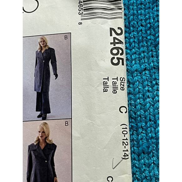 McCalls 2465 sewing pattern coat dress  pants flare leg Size 10 12 14 - Picture 2 of 8